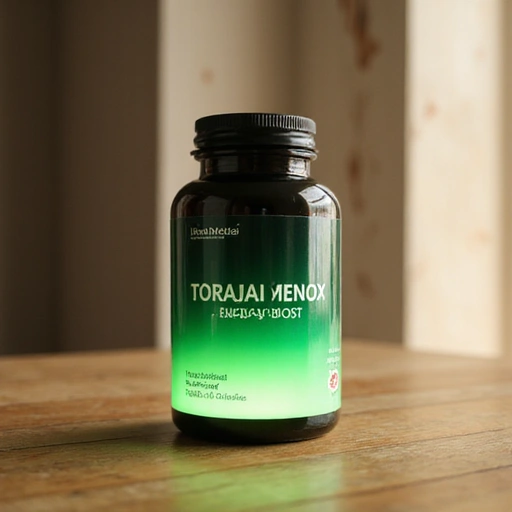 Stylized bottle of TorajaMenox Energy Boost
